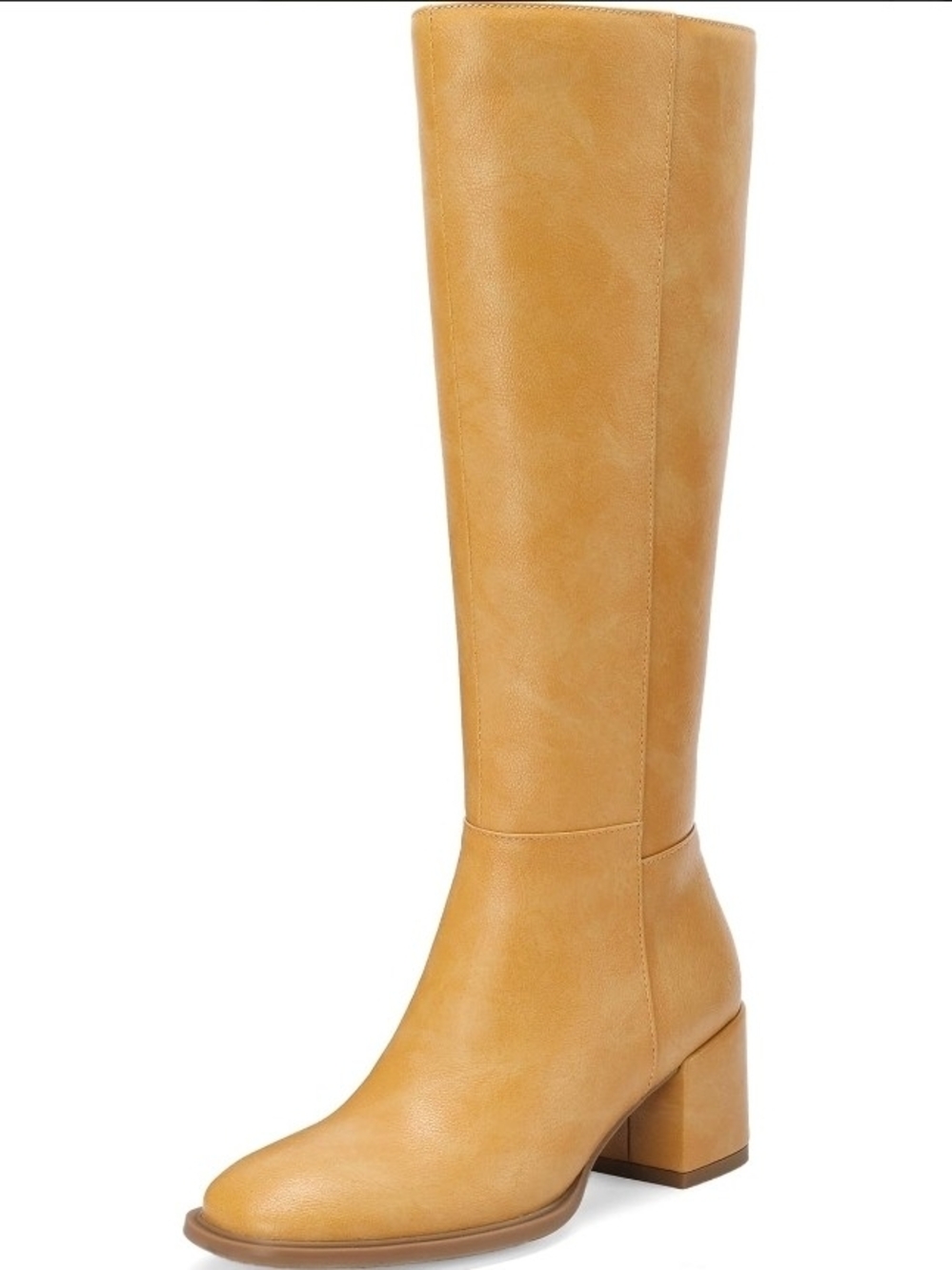 Women's Knee-High Block Heel Boots in Tan
